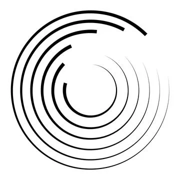 Halftone speed lines circle. Geometric art in circle form. Round swirl movement Stock Illustration