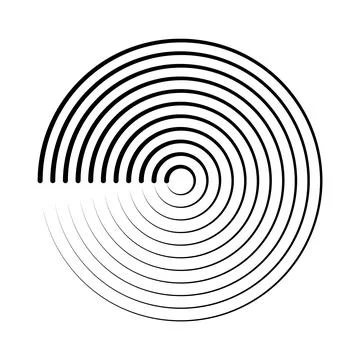 Halftone speed lines circle. Geometric art in circle form. Round swirl movement Stock Illustration