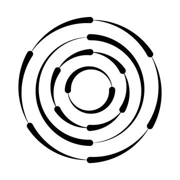 Halftone speed lines circle. Geometric art in circle form. Round swirl movement Stock Illustration