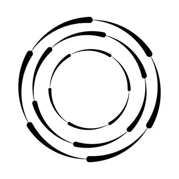 Halftone speed lines circle. Geometric art in circle form. Round swirl movement Stock Illustration