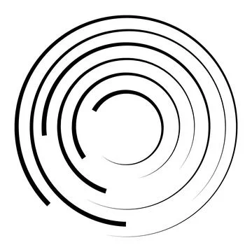 Halftone speed lines circle. Geometric art in circle form. Round swirl movement Stock Illustration