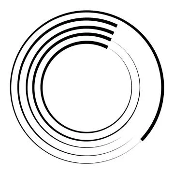 Halftone speed lines circle. Geometric art in circle form. Round swirl movement Stock Illustration