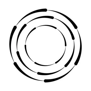 Halftone speed lines circle. Geometric art in circle form. Round swirl movement Stock Illustration