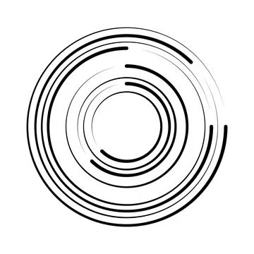 Halftone speed lines circle. Geometric art in circle form. Round swirl movement Stock Illustration