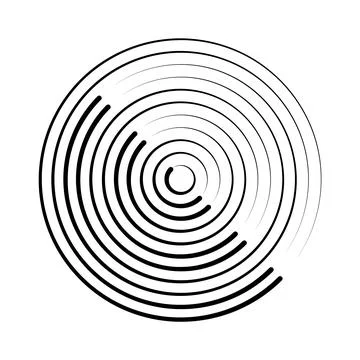 Halftone speed lines circle. Geometric art in circle form. Round swirl movement Stock Illustration
