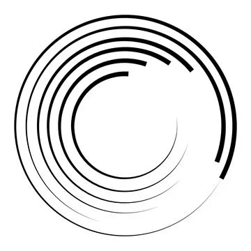 Halftone speed lines circle. Geometric art in circle form. Round swirl movement Stock Illustration
