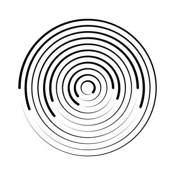 Halftone speed lines circle. Geometric art in circle form. Round swirl movement Illustrazione stock