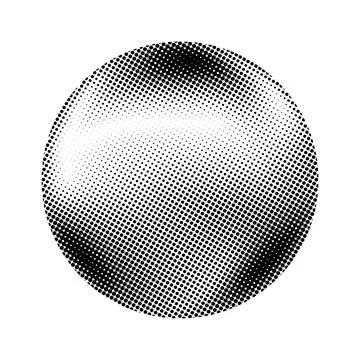 Halftone sphere. Comic texture globe. Semitone dotted circle. Round gradient Stock Illustration