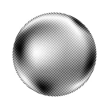 Halftone sphere. Comic texture globe. Semitone dotted circle. Round gradient Stock Illustration