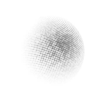Halftone sphere dotted vector illustration. Circle halftone patterns dots logo Stock Illustration