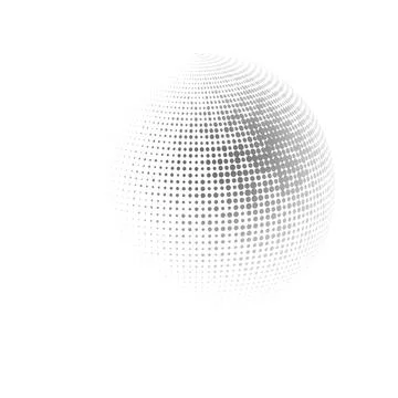 Halftone sphere dotted vector illustration. Circle halftone patterns dots logo Stock Illustration