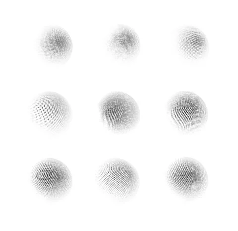 Halftone sphere dotted vector illustration. Circle halftone patterns dots logo Stock Illustration