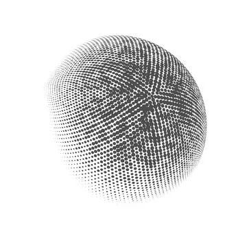 Halftone sphere dotted vector illustration. Circle halftone patterns dots logo Stock Illustration