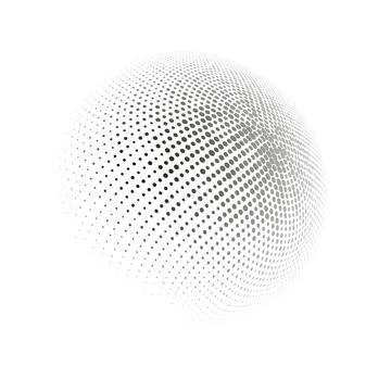 Halftone sphere dotted vector illustration. Circle halftone patterns dots logo Stock Illustration