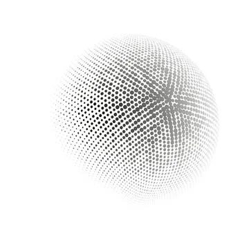 Halftone sphere dotted vector illustration. Circle halftone patterns dots logo Stock Illustration