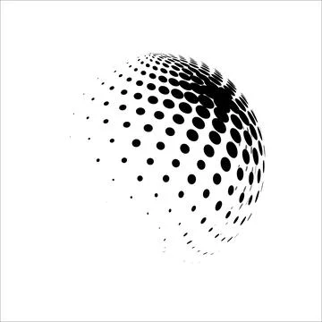 Halftone sphere dotted vector illustration. Circle halftone patterns dots logo Stock Illustration