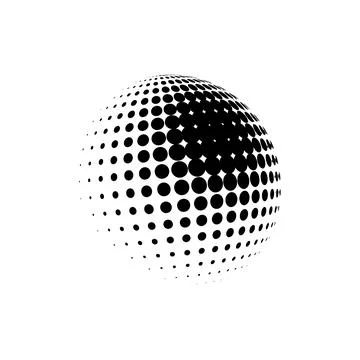 Halftone sphere dotted vector illustration. Circle halftone patterns dots logo Illustrazione stock