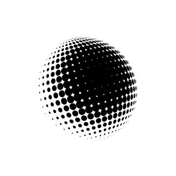 Halftone sphere dotted vector illustration. Circle halftone patterns dots logo Stock Illustration