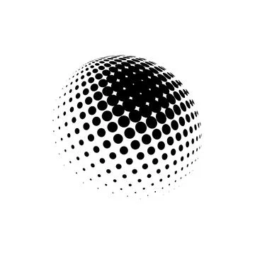 Halftone sphere dotted vector illustration. Circle halftone patterns dots logo Stock Illustration