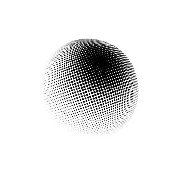 Halftone sphere dotted vector illustration. Circle halftone patterns dots logo Illustrazione stock