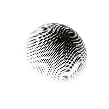 Halftone sphere dotted vector illustration. Circle halftone patterns dots logo Stock Illustration