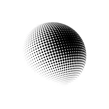 Halftone sphere dotted vector illustration. Circle halftone patterns dots logo Stock Illustration