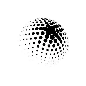 Halftone sphere dotted vector illustration. Circle halftone patterns dots logo Stock Illustration