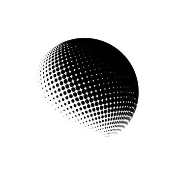 Halftone sphere dotted vector illustration. Circle halftone patterns dots logo Stock Illustration