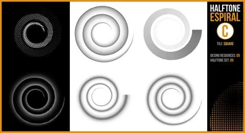 Halftone spirals set Stock Illustration