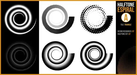 Halftone spirals set Stock Illustration