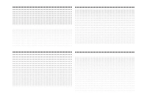 Halftone Square Dot Gradient Pattern Set, Black and White Geometric Pixel F.. Stock Illustration