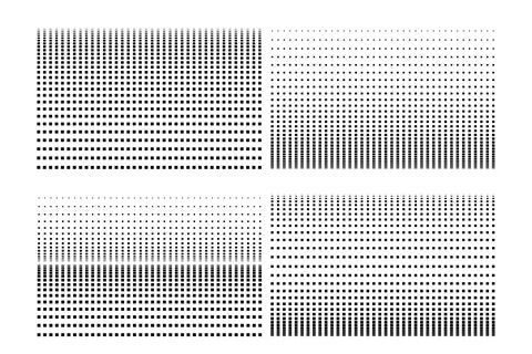 Halftone Square Pattern Set  Monochrome Geometric Gradient &amp; Pixel Grid Tex.. Stock Illustration