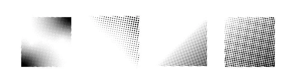 Halftone square pattern set vector illustration, square dot gradient texture Stock Illustration