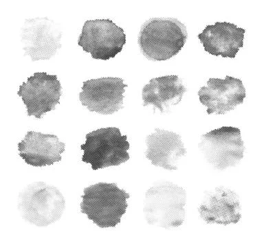 Halftone stamp vector brushes set. Design elements Stock Illustration