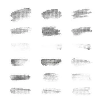 Halftone stamp vector brushes set. Design elements Illustrazione stock