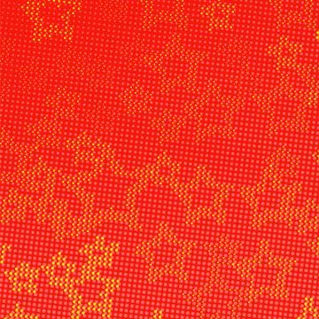 Halftone Star Background. Yellow Red Starry Dotted Texture. Pop Art Pattern Illustrazione stock