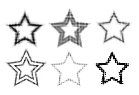 Halftone stars on white background. Set of Simple shapes for template Stock Illustration