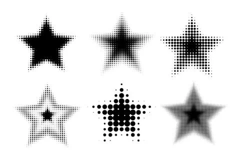 Halftone stars on white background. Set of Simple shapes for template 스톡 일러스트