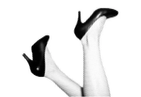 Halftone Stipple Effect Illustration of Elegant High Heels and Female Legs in Stock Illustration