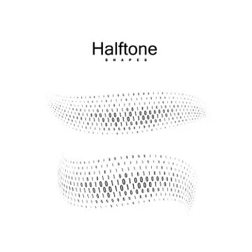 Halftone streaming binary code 3d shapes. Stockillustratie