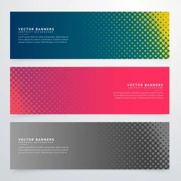 Halftone style banners set Stock Illustration