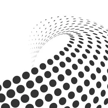 Halftone swirl shape. Dotted pattern tone curve Illustrazione stock