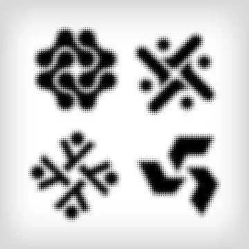 Halftone texture with 4 different geometric shape dots. Vector. Stock Illustration