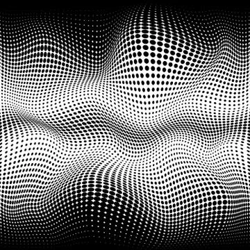 Halftone texture. Black dots twist effect. Halftone black and white vector il Ilustración de archivo