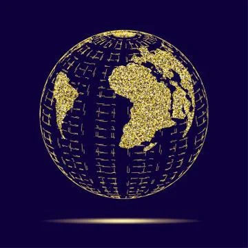 Halftone texture golden world map. World abstract background Stock Illustration