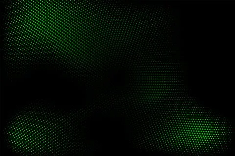Halftone texture with green dots on a black background. Minimalism, vector. B Stock Illustration