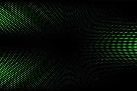 Halftone texture with green dots on a black background. Minimalism, vector. B Stockillustratie