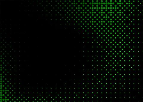 Halftone texture with green dots on a black background. Minimalism, vector... Stock Illustration