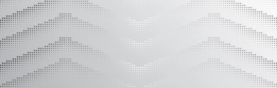 Halftone Texture On grey Background. Wide Modern Dotted Futuristic Backdrop.  Stock Illustration