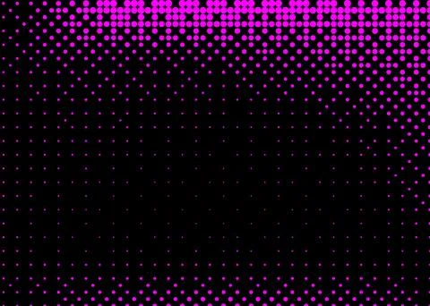 Halftone texture with pink dots on a black background. Minimalism, vector. Ba Illustrazione stock